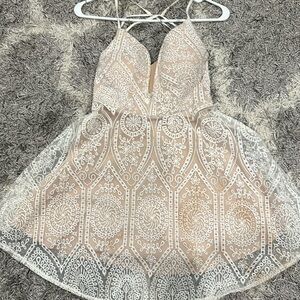 White and cream dress.